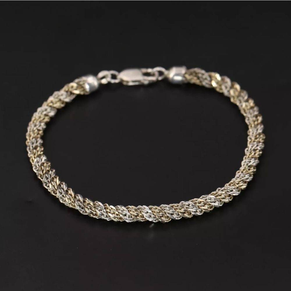 Two-Tone Braided Chain Link Bracelet